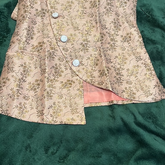 Pink Woven Art Silk Jacquard Asymmetric Nehru Jacket - Picture 3 of 3